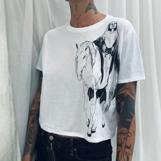 horse and her nightwalker cropped tee